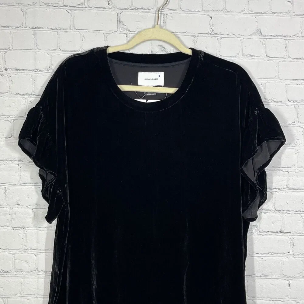 Current Elliott Mini Dress Black Women Size 2 Velvet Effortless Cool Gir Punk